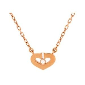 CARTIER C Heart 18K Rose Gold Diamond Necklace 15.25" | AUTHENTICATED